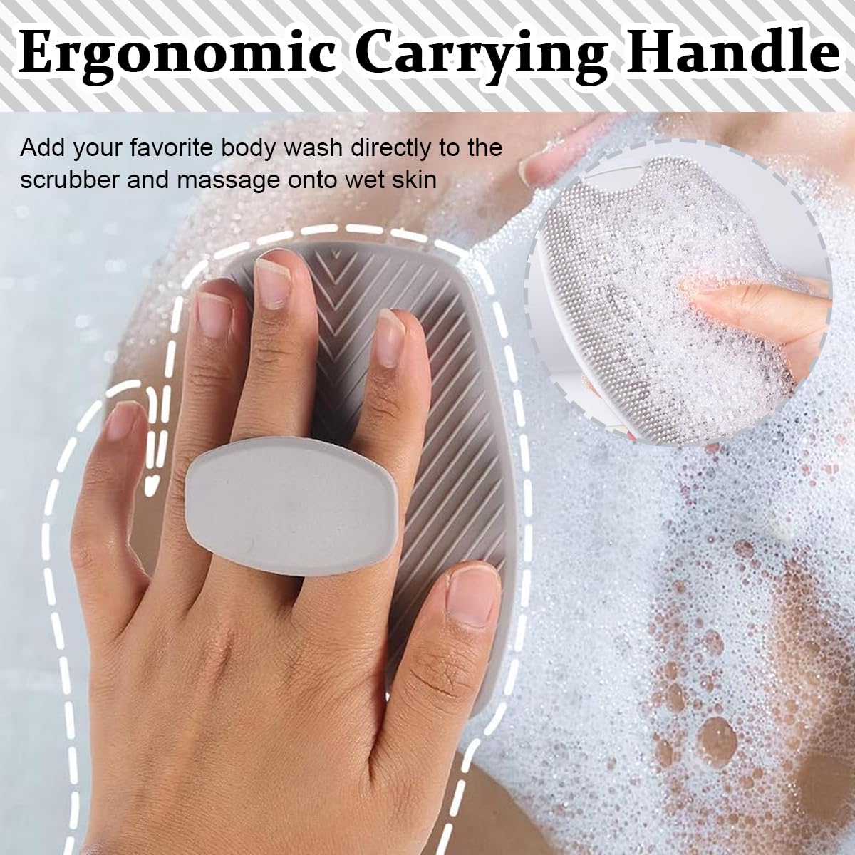 MAYCREATE Silicone Body Scrubber, Exfoliating Body Scrubber for Men Women, Shower Bath Brush with Ergonomic No-Slip Handle for All Kinds of Deep Skin Cleaning, Black MAYCREATE Silicone Body Scrubber, Exfoliating Body Scrubber for Men Women, Shower Bath Brush with Ergonomic No-Slip Handle for All Kinds of Deep Skin Cleaning, Black